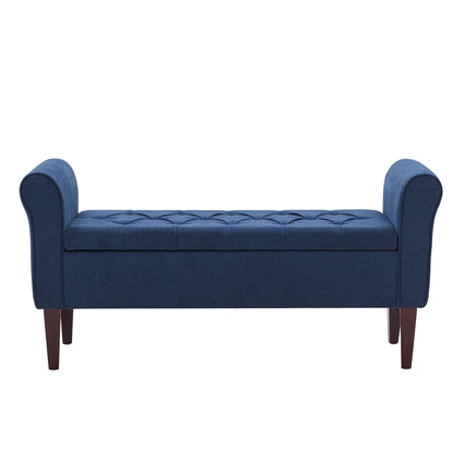 Panca contenitore imbottita, panca con braccioli, panca d'ingresso con piano ribaltabile trapuntato, 50,4 pollici