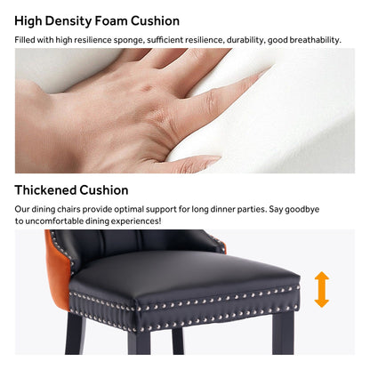 Sedia da pranzo imbottita in velluto trapuntato con gambe in legno massello, set da 6