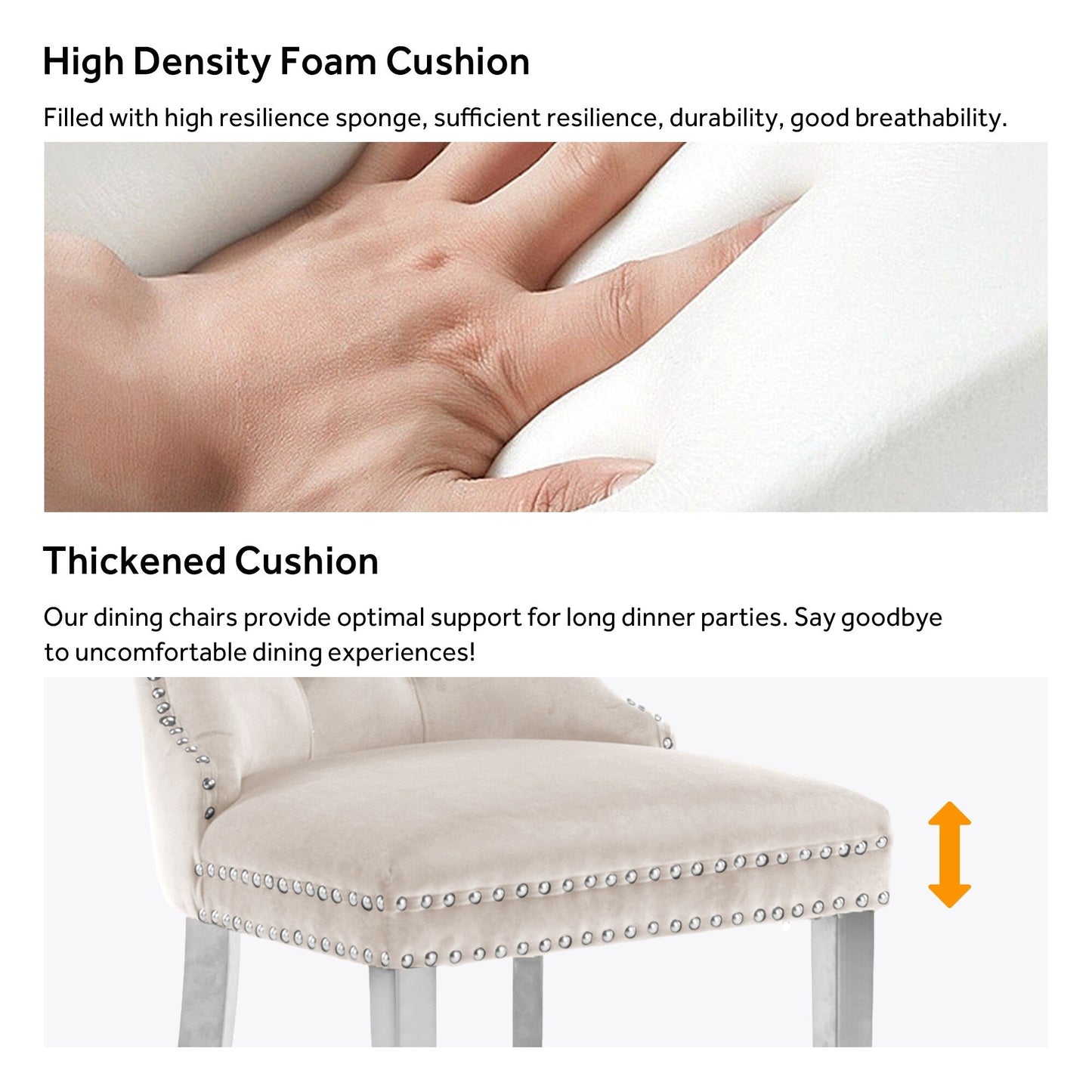 Sedia da pranzo imbottita in velluto trapuntato con gambe in legno massello, set da 6