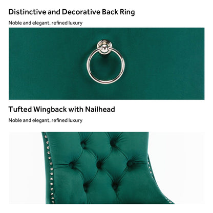 Sedia da pranzo imbottita in velluto trapuntato con gambe in legno massello, set da 6