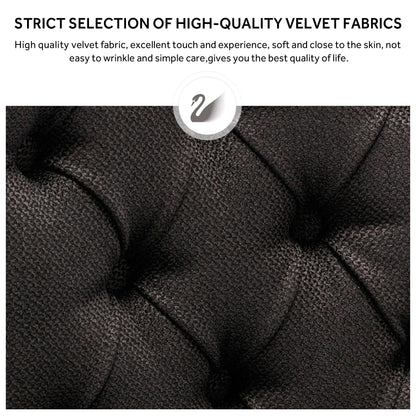 Sedia da pranzo imbottita in velluto trapuntato con gambe in legno massello, set da 6