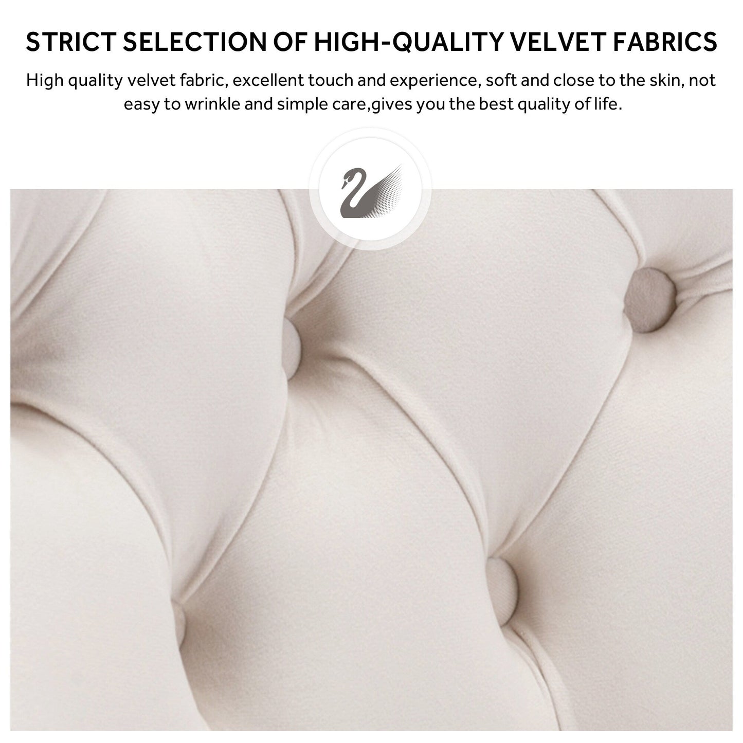 Sedia da pranzo imbottita in velluto trapuntato con gambe in legno massello, set da 6