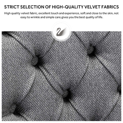 Sedia da pranzo imbottita in velluto trapuntato con gambe in legno massello, set da 6