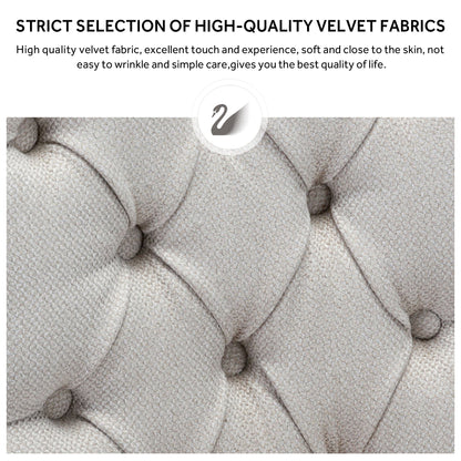 Sedia da pranzo imbottita in velluto trapuntato con gambe in legno massello, set da 6