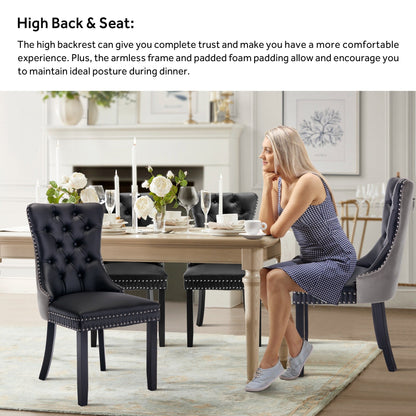 Sedia da pranzo imbottita in velluto trapuntato con gambe in legno massello, set da 6