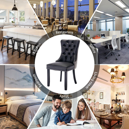 Sedia da pranzo imbottita in velluto trapuntato con gambe in legno massello, set da 6