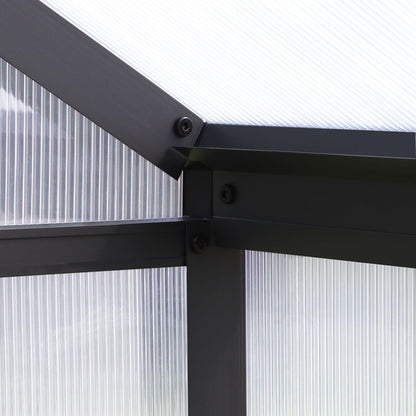 Kit serra da giardino in alluminio VEIKOUS con tetto regolabile e porta con serratura, grigio