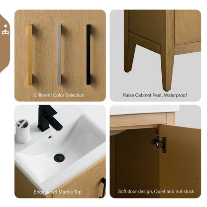 Mobiletto per lavabo da bagno Vanity Art 20 o 24 o 30 con piano in ceramica