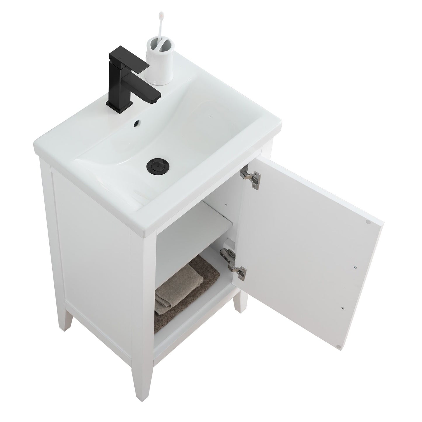 Mobiletto per lavabo da bagno Vanity Art 20 o 24 o 30 con piano in ceramica