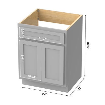 Mobiletto per lavabo da bagno Vanity Art in legno massello da 24 pollici con lavabo singolo