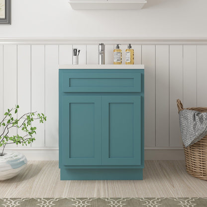 Mobiletto per lavabo da bagno Vanity Art in legno massello da 24 pollici con lavabo singolo