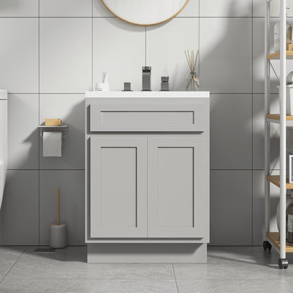 Mobiletto per lavabo da bagno Vanity Art in legno massello da 24 pollici con lavabo singolo