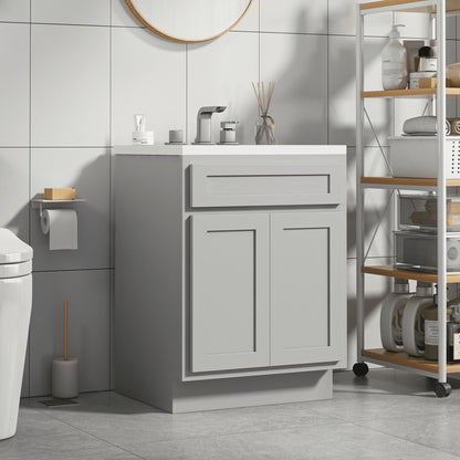 Mobiletto per lavabo da bagno Vanity Art in legno massello da 24 pollici con lavabo singolo