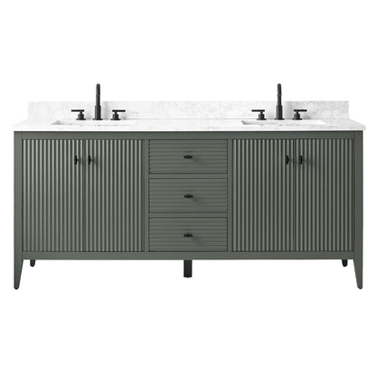 Mobiletto per lavabo da bagno Vanity Art 72 con doppio lavabo e piano in marmo ingegnerizzato