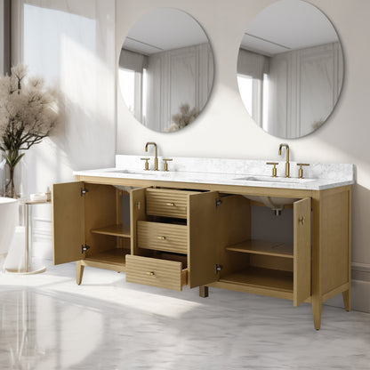 Mobiletto per lavabo da bagno Vanity Art 72 con doppio lavabo e piano in marmo ingegnerizzato