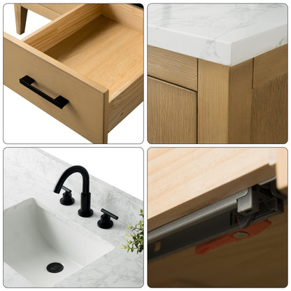Mobiletto per lavabo da bagno Vanity Art 72 con doppio lavabo e piano in marmo ingegnerizzato