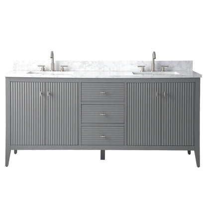 Mobiletto per lavabo da bagno Vanity Art 72 con doppio lavabo e piano in marmo ingegnerizzato