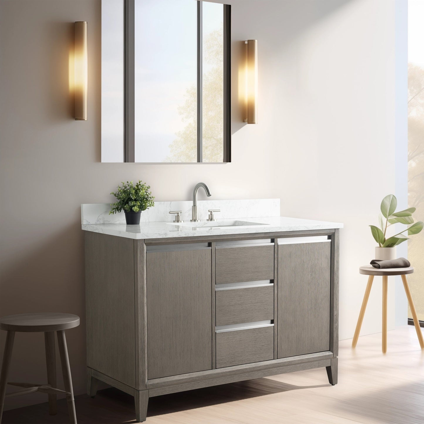 Mobile bagno Vanity Art con lavabo in ceramica e piano in marmo ingegnerizzato