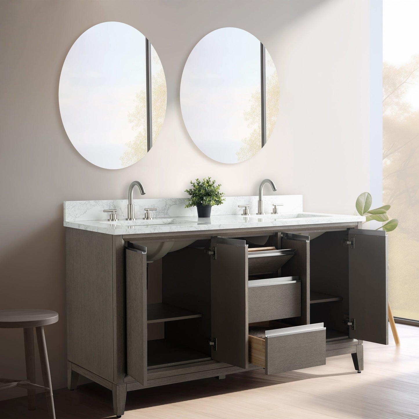 Mobile bagno Vanity Art con lavabo in ceramica e piano in marmo ingegnerizzato