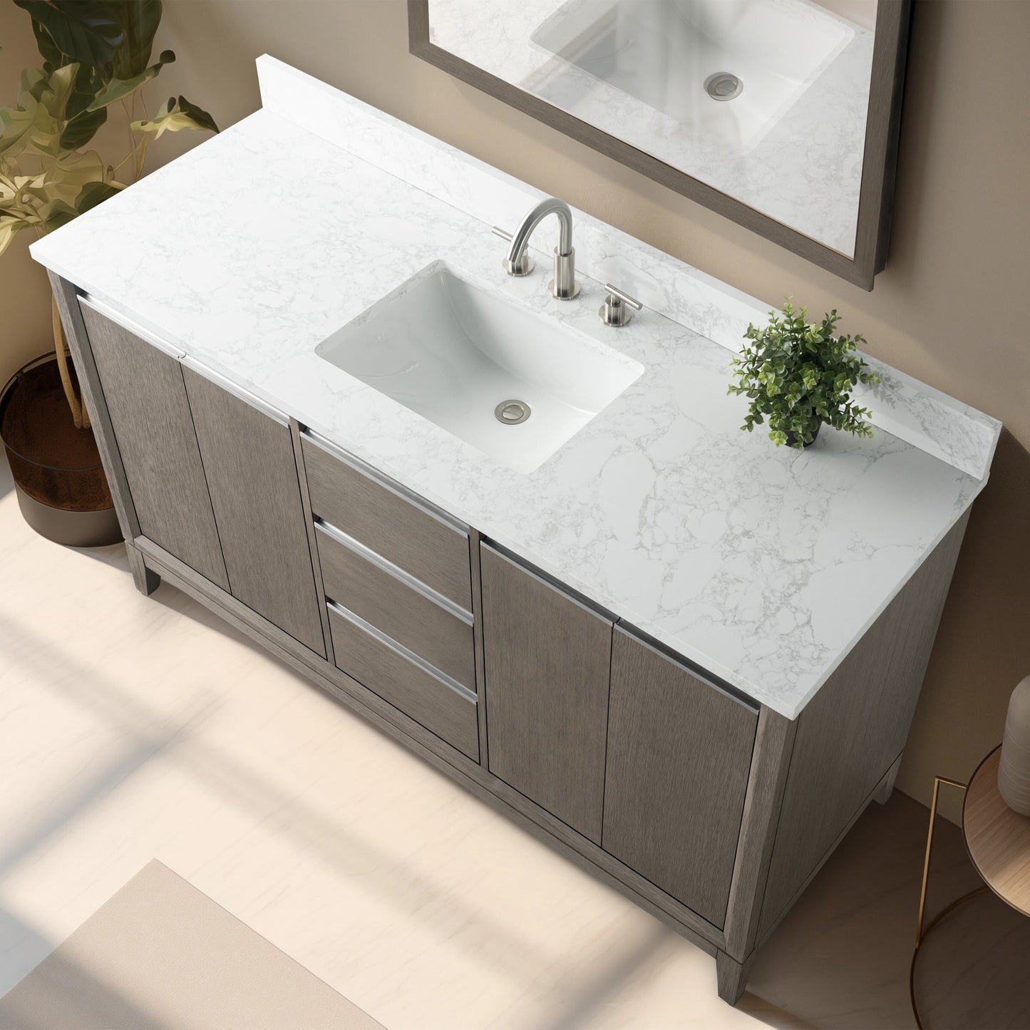 Mobile bagno Vanity Art con lavabo in ceramica e piano in marmo ingegnerizzato