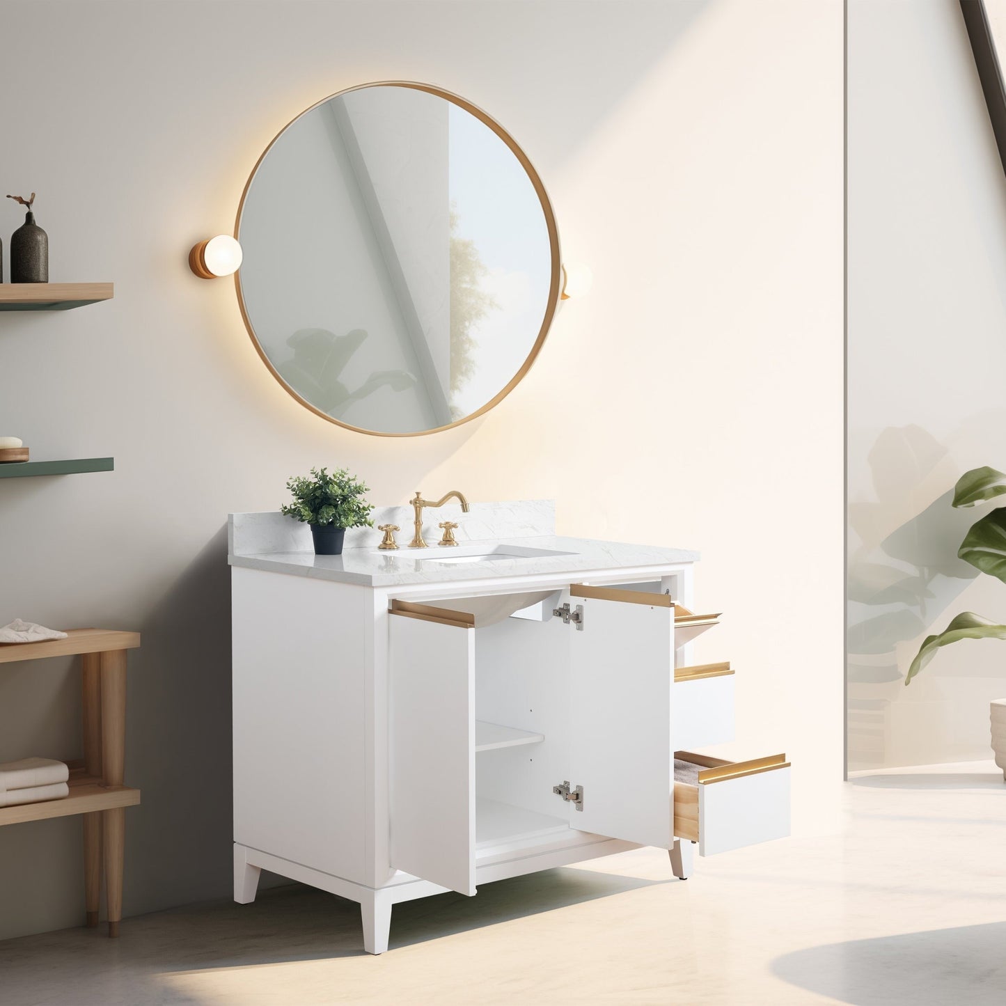 Mobile bagno Vanity Art con lavabo in ceramica e piano in marmo ingegnerizzato