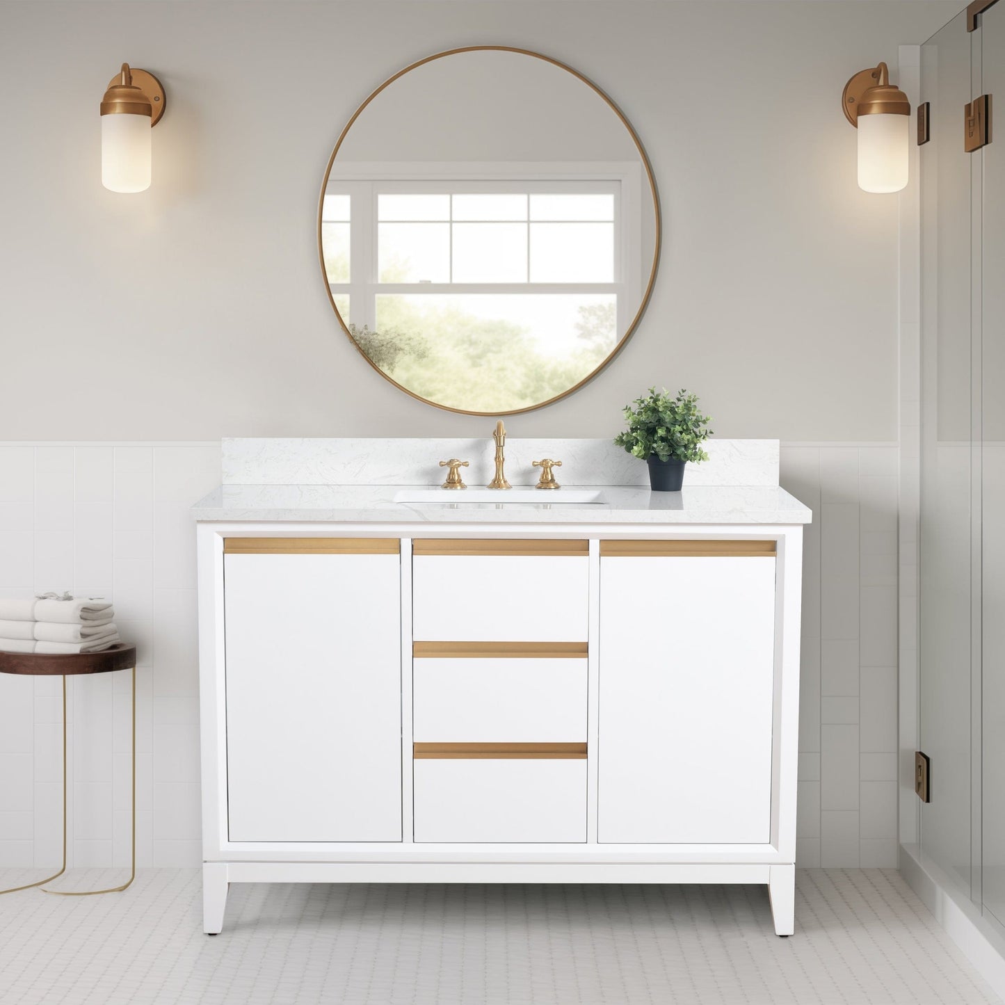 Mobile bagno Vanity Art con lavabo in ceramica e piano in marmo ingegnerizzato