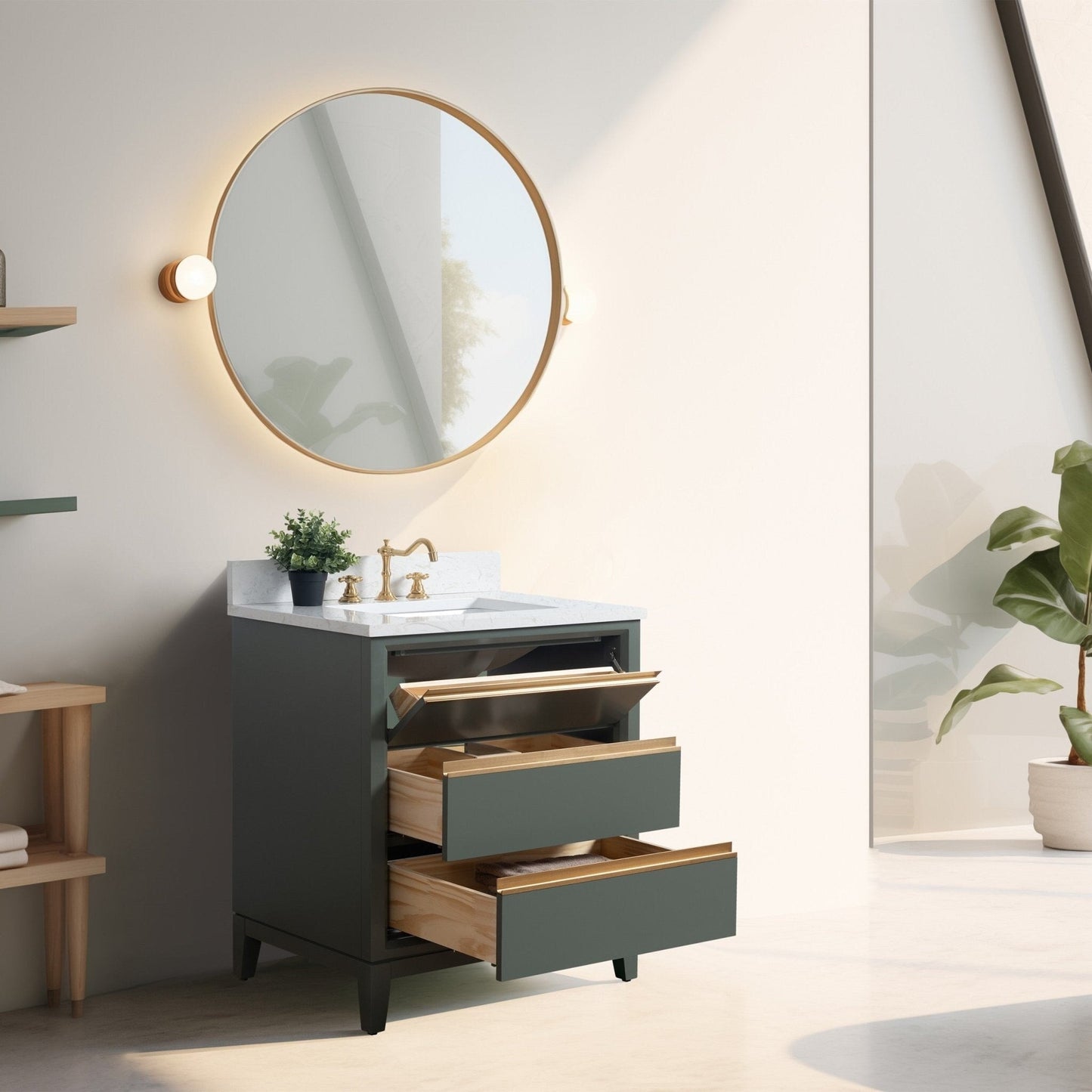 Mobile bagno Vanity Art con lavabo in ceramica e piano in marmo ingegnerizzato
