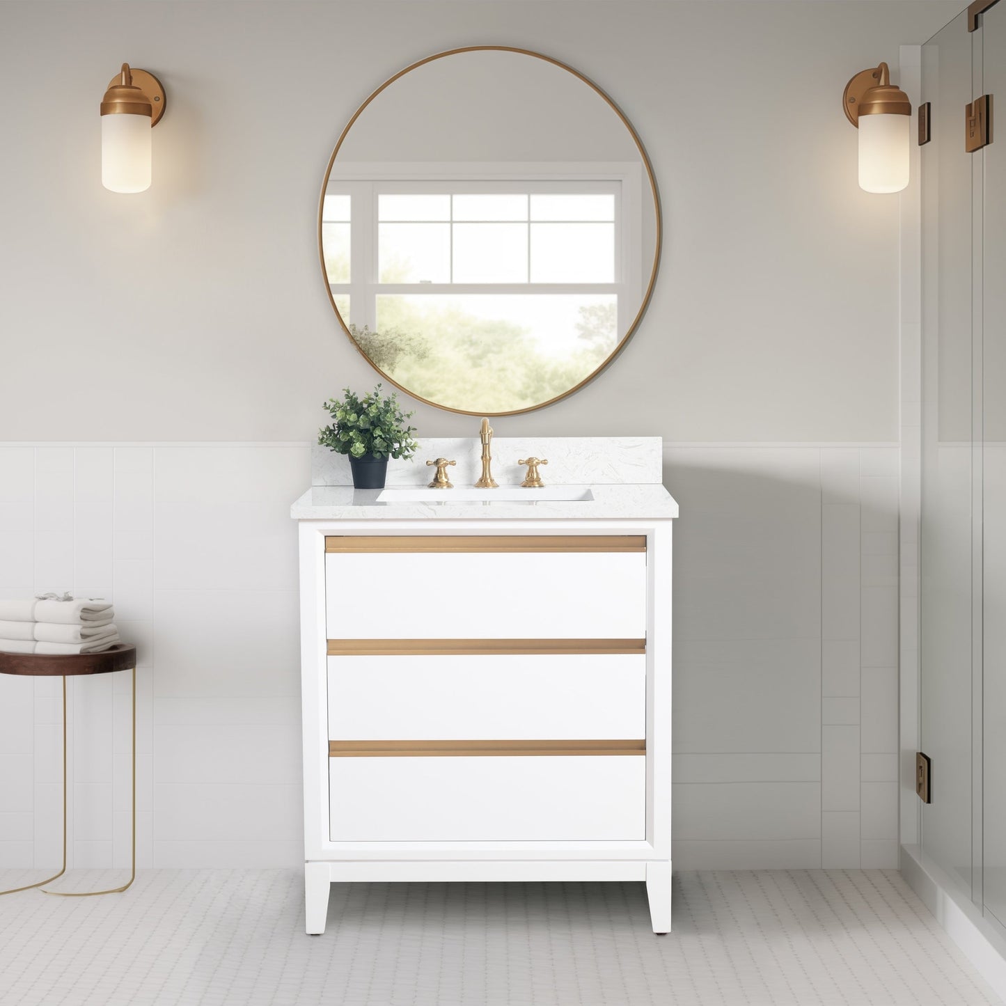 Mobile bagno Vanity Art con lavabo in ceramica e piano in marmo ingegnerizzato
