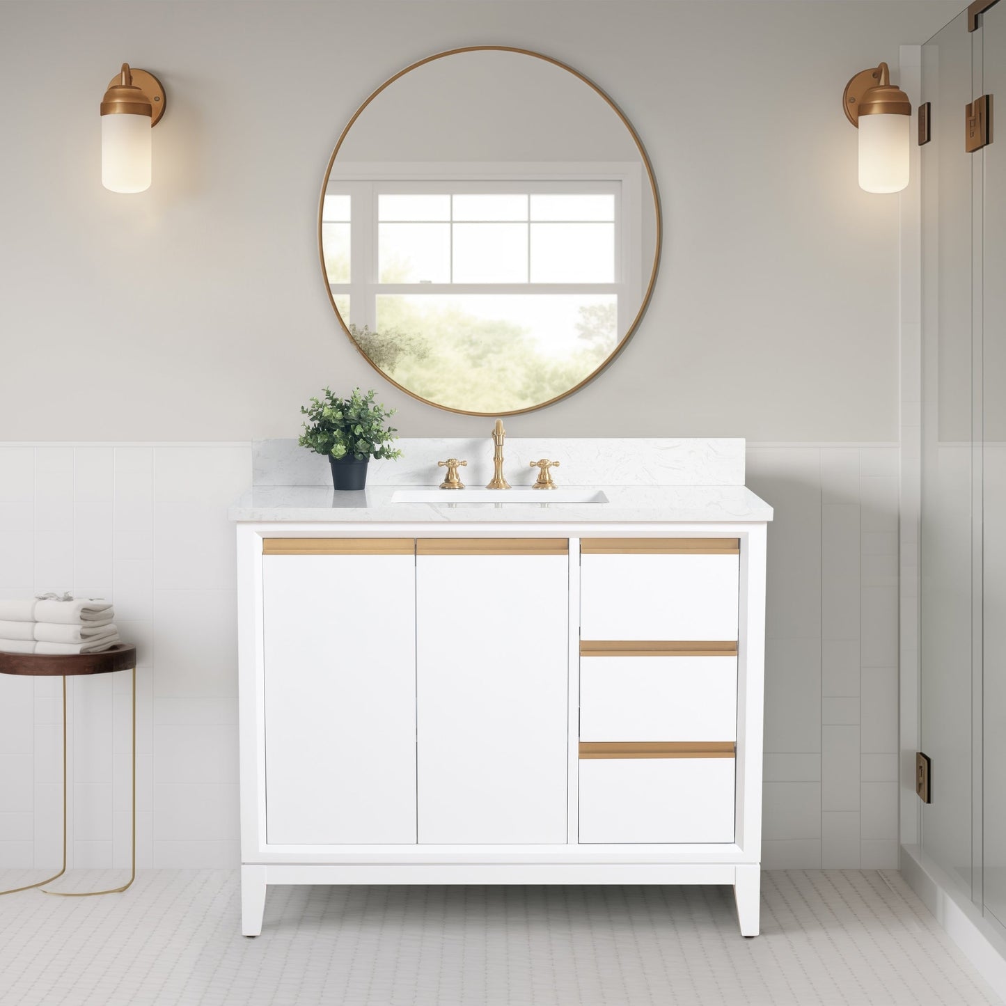 Mobile bagno Vanity Art con lavabo in ceramica e piano in marmo ingegnerizzato