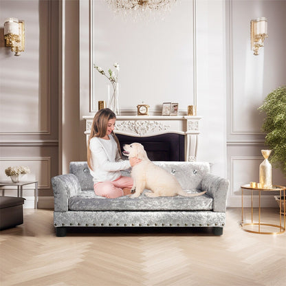 Cuccia per animali domestici con cuscino imbottito in velluto e rimovibile