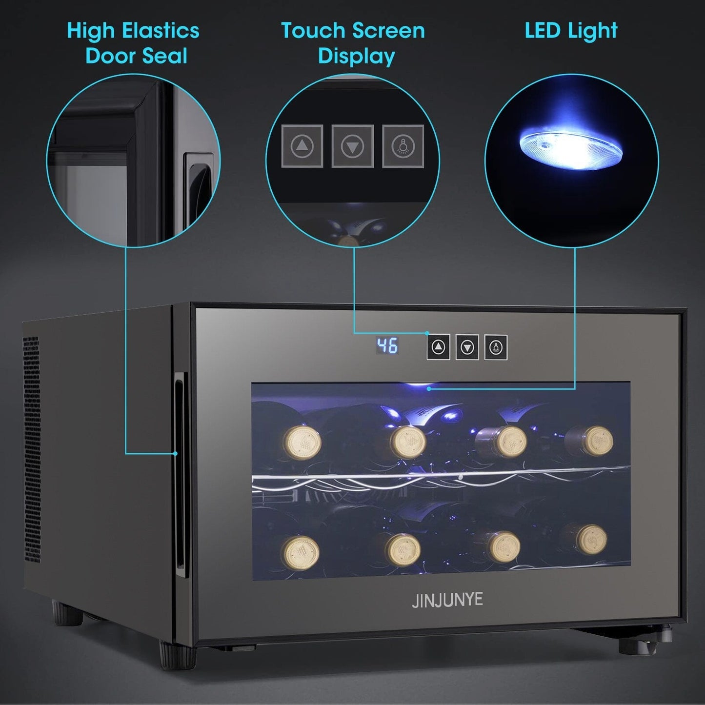 Versatile refrigeratore per bevande da 8 bottiglie (8-19 °C): design elegante e funzionamento ultra silenzioso per uso domestico