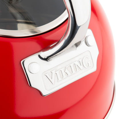 Bollitore fischiante Viking in acciaio inossidabile rosso da 2,6 litri con base a 3 strati