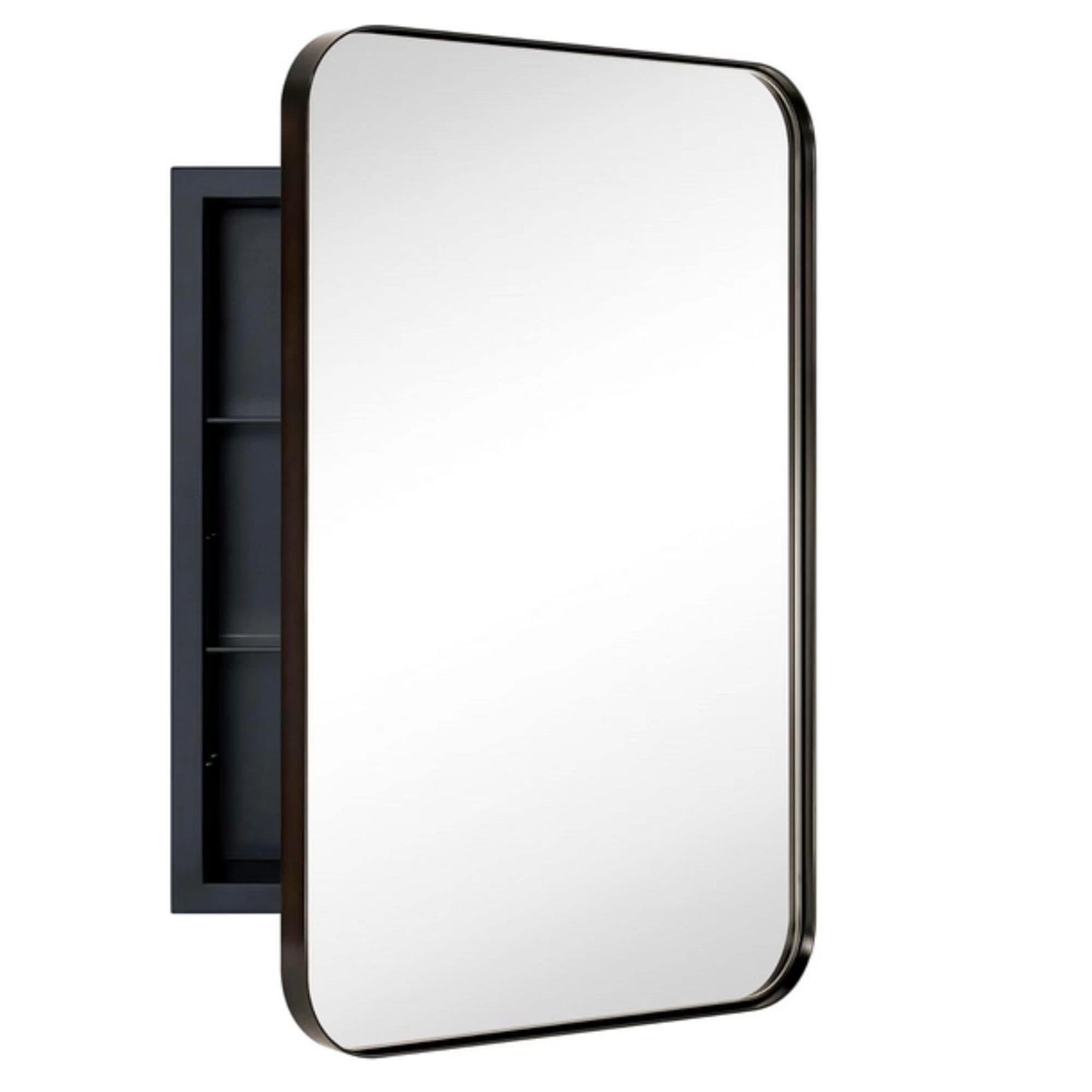 Mobiletto porta medicinali con cornice incassata TEHOME WH, specchio e ripiani regolabili