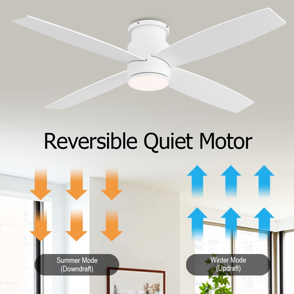 Ventilatore da soffitto a filo WINGBO da 44/52 pollici con luci e telecomando, 4 pale reversibili