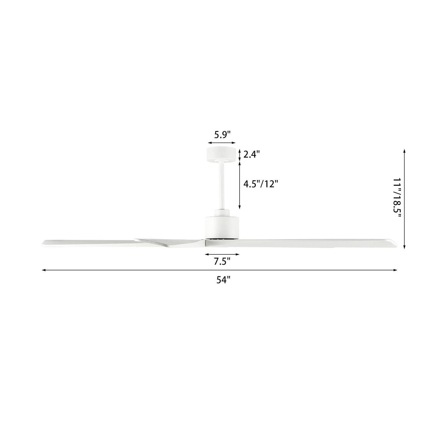 Ventilatore da soffitto per interni con motore CC WINGBO da 54 pollici senza luci - N/D