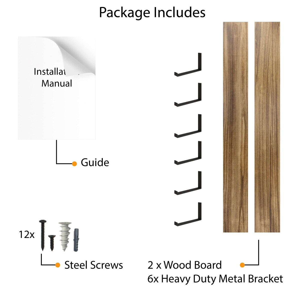 Wallniture Forte 72 in Mensole sospese, 2 pezzi, bruciato, legno