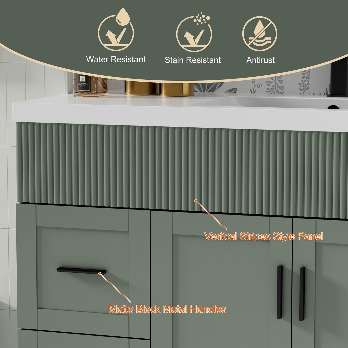 Mobile bagno Wavy Line 30/36/48 con lavabo e rubinetto