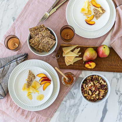 Servizio da tavola scanalato in porcellana bianca Over and Back da 24 pezzi