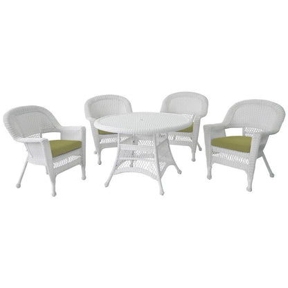 Set da pranzo in vimini bianco in resina da 5 pezzi