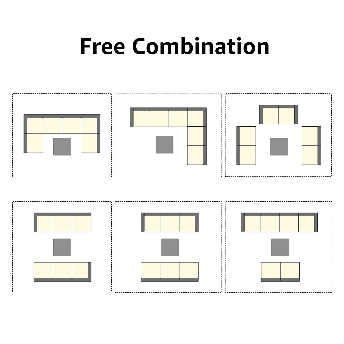 Set di divani componibili imbottiti da esterno in vimini/acciaio da 7 pezzi