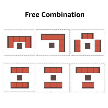Set di divani componibili imbottiti da esterno in vimini/acciaio da 7 pezzi