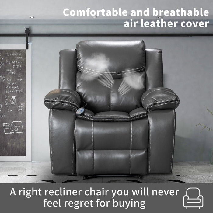 Poltrona reclinabile con seduta ampia e resistente in pelle, per massaggio e calore