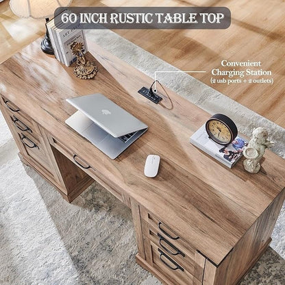 Scrivania direzionale da fattoria da 60 pollici, scrivania in legno per ufficio domestico, scrivania per computer