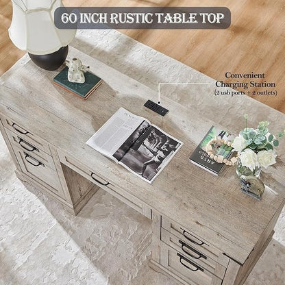 Scrivania direzionale da fattoria da 60 pollici, scrivania in legno per ufficio domestico, scrivania per computer