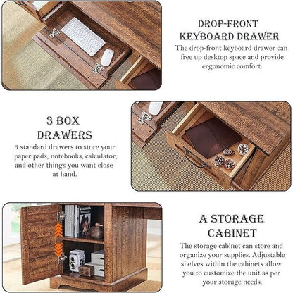 Scrivania direzionale da fattoria da 60 pollici, scrivania in legno per ufficio domestico, scrivania per computer