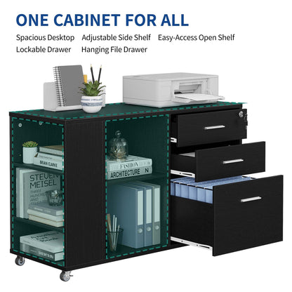 Mobiletto portadocumenti in legno con stazione di ricarica Mobiletto portadocumenti laterale mobile con serratura Adatto a documenti in formato A4 Letter Legal