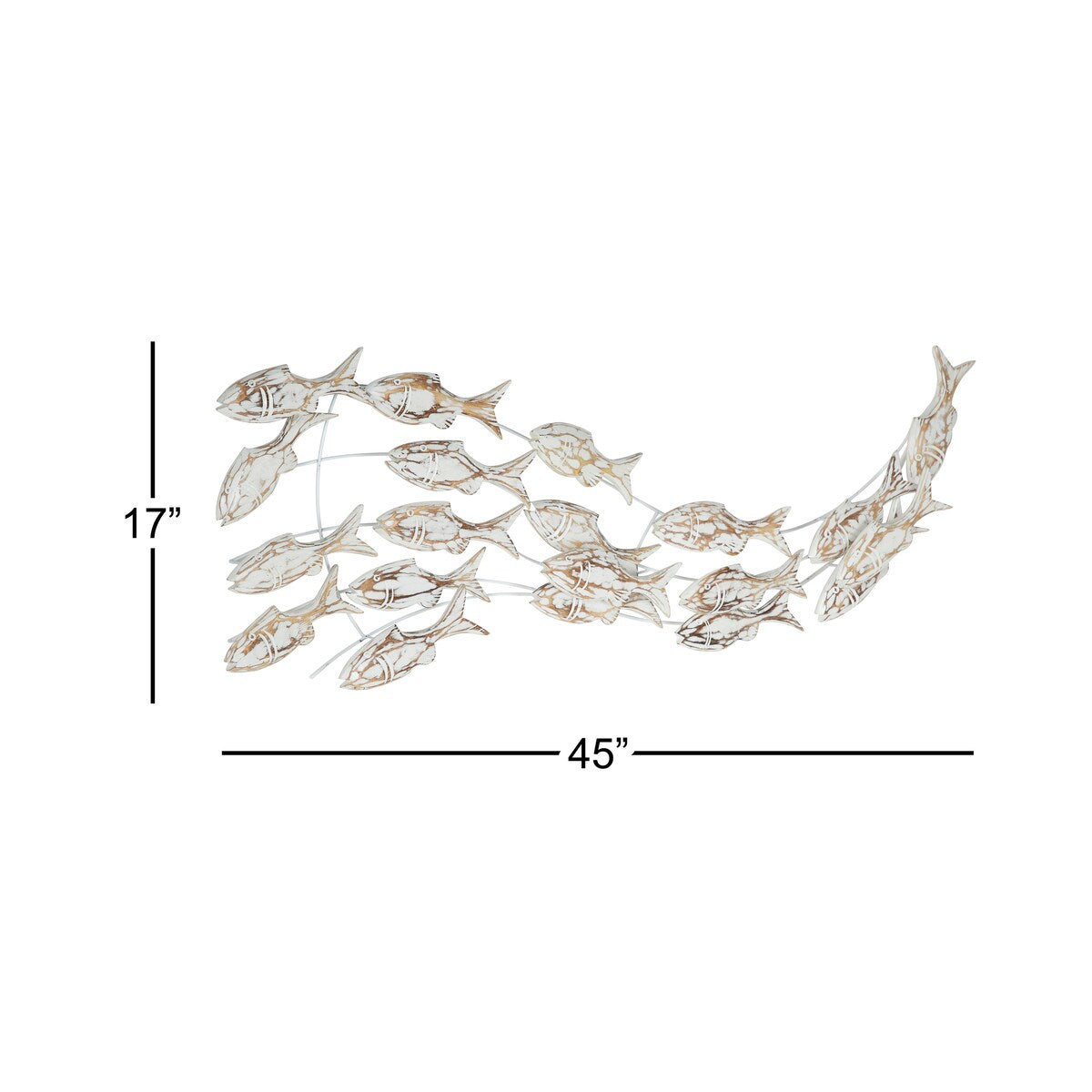 Decorazione murale per la casa a forma di pesce in legno fatto a mano con effetto anticato marrone - Bianco - Roche River Decor