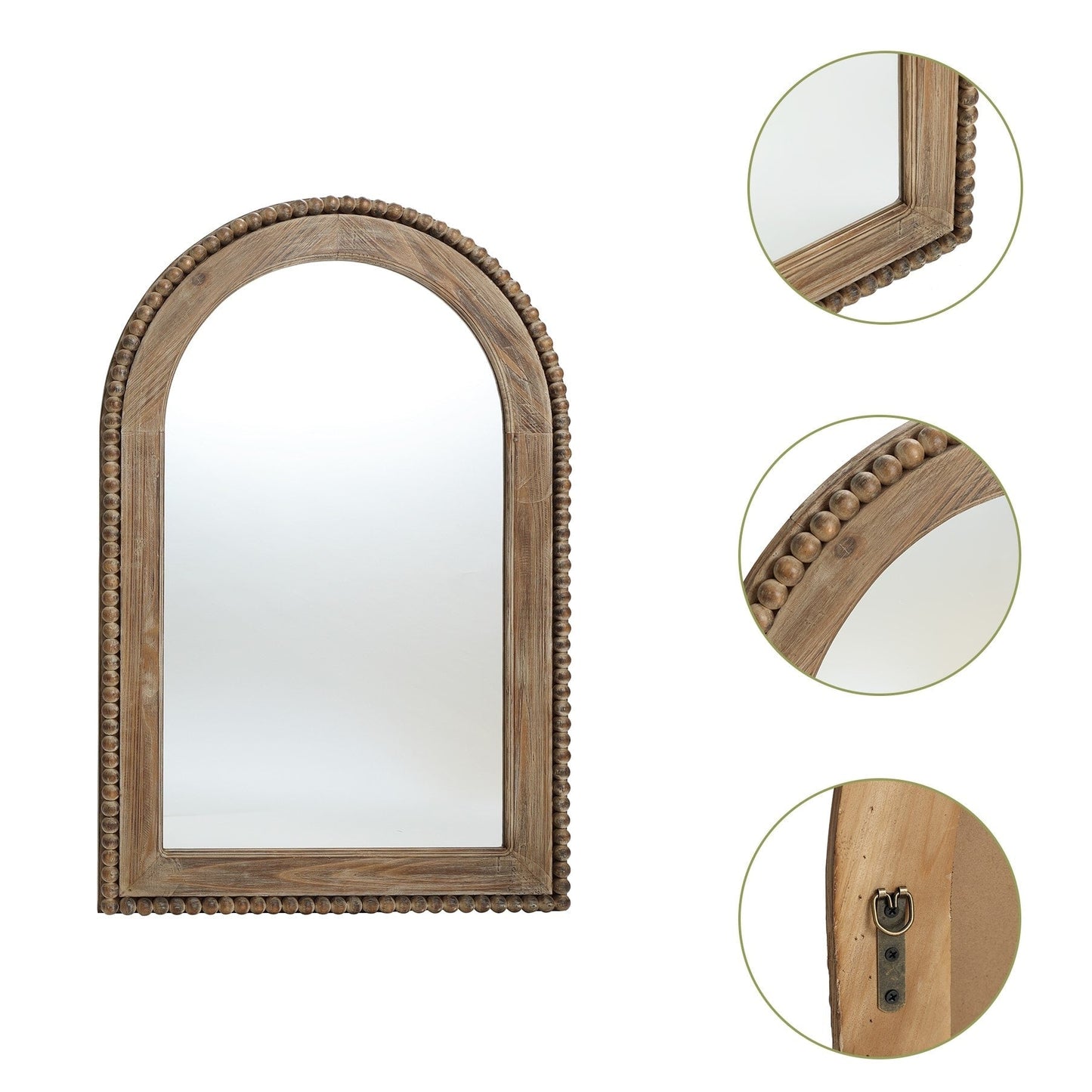Specchio da parete con finestra ad arco e cornice in legno, specchio da parete per bagno - 39,25 A x 25,87 L x 1,5 P