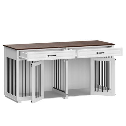 Cuccia per cani in legno con due cassetti e divisorio