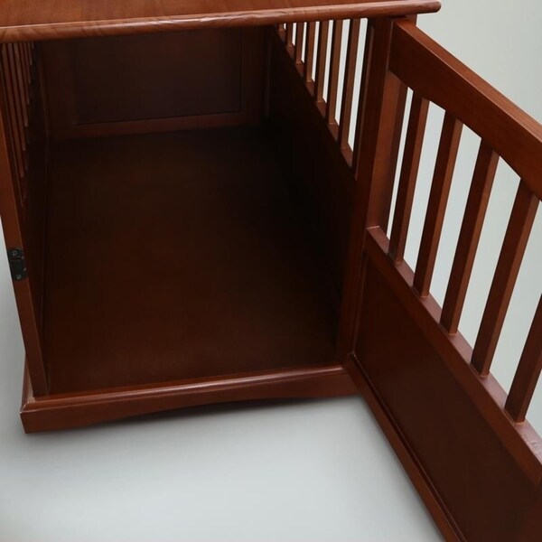 Tavolino in legno per trasportino per animali domestici con porta chiudibile a chiave